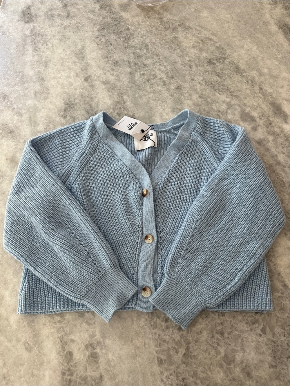NWT Princess Polly Leskie Cardigan Sweater, Size M/L, Pale Blue